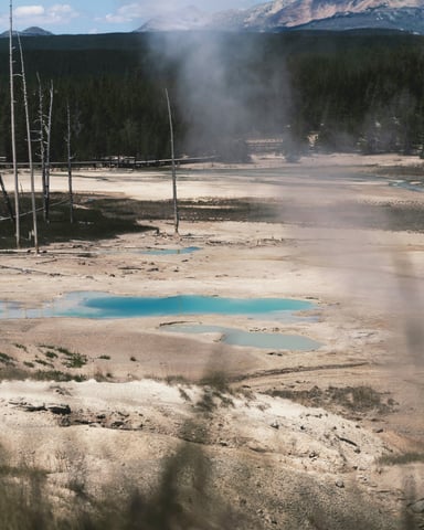Travertine Hot Springs at sunset