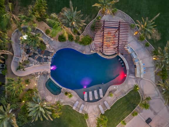 Privately Gated 2.3 Acre, Tuscan Villa Resort Property, View, pool and12' Slide!!