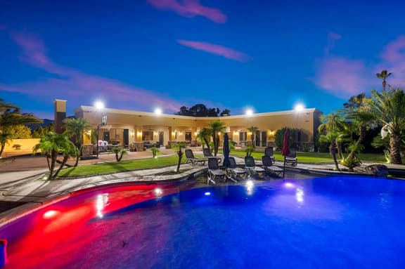 Privately Gated 2.3 Acre, Tuscan Villa Resort Property, View, pool and12' Slide!!